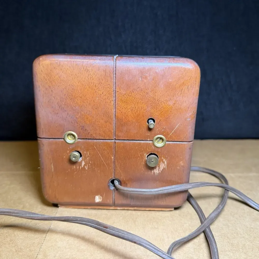 1947 General Electric Wood Alarm Clock 7H140 Square Clock & Alarm Tested